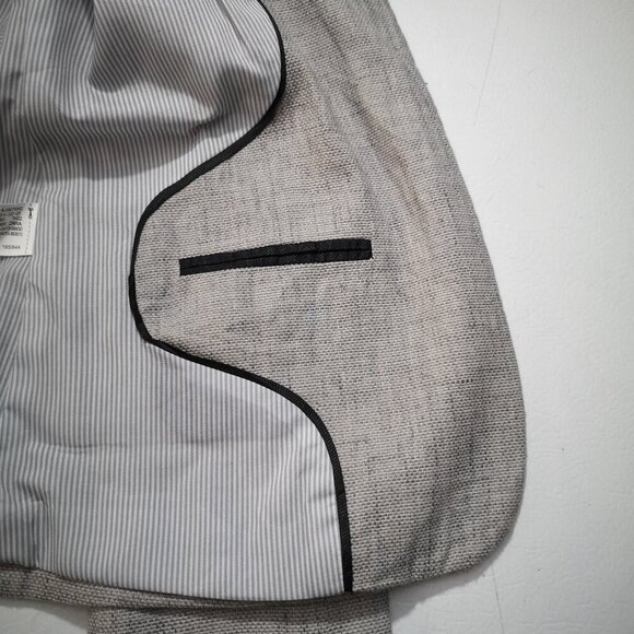 Zara Basics Collection Ladies Size 4 Grey & Beige Lined Tab Collar Blazer - Picture 8 of 11
